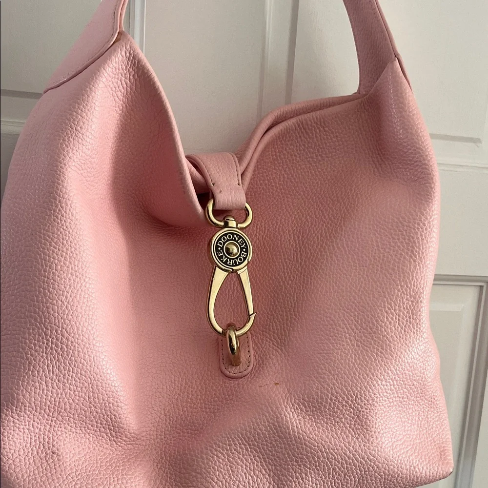 Dooney and Bourke Logo Lock Hobo Pink Leather Bag